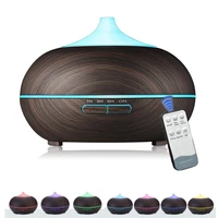 550ml remote control ultrasonic air humidifier aroma essential oil diffuser with wood grain 7 color changing led lights