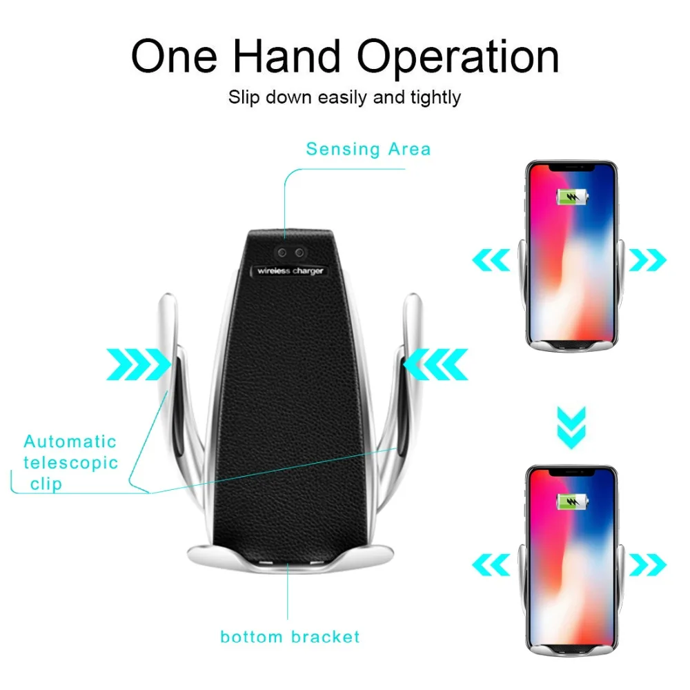 Автомобильное беспроводное зарядное устройство для iPhone Xs Max XR X Samsung Xiaomi с