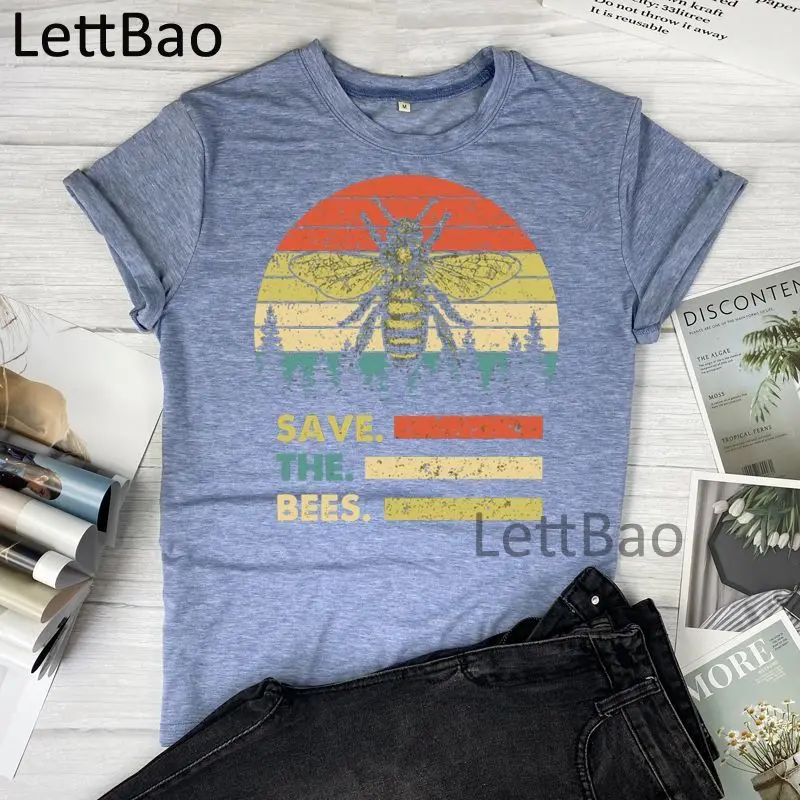 

Save The Bees T Shirt Women 2021 New Fashion Graphic Cute Kawaii Tshirt Streetwear Hipster Short Sleeve Cotton T Shirts Tops