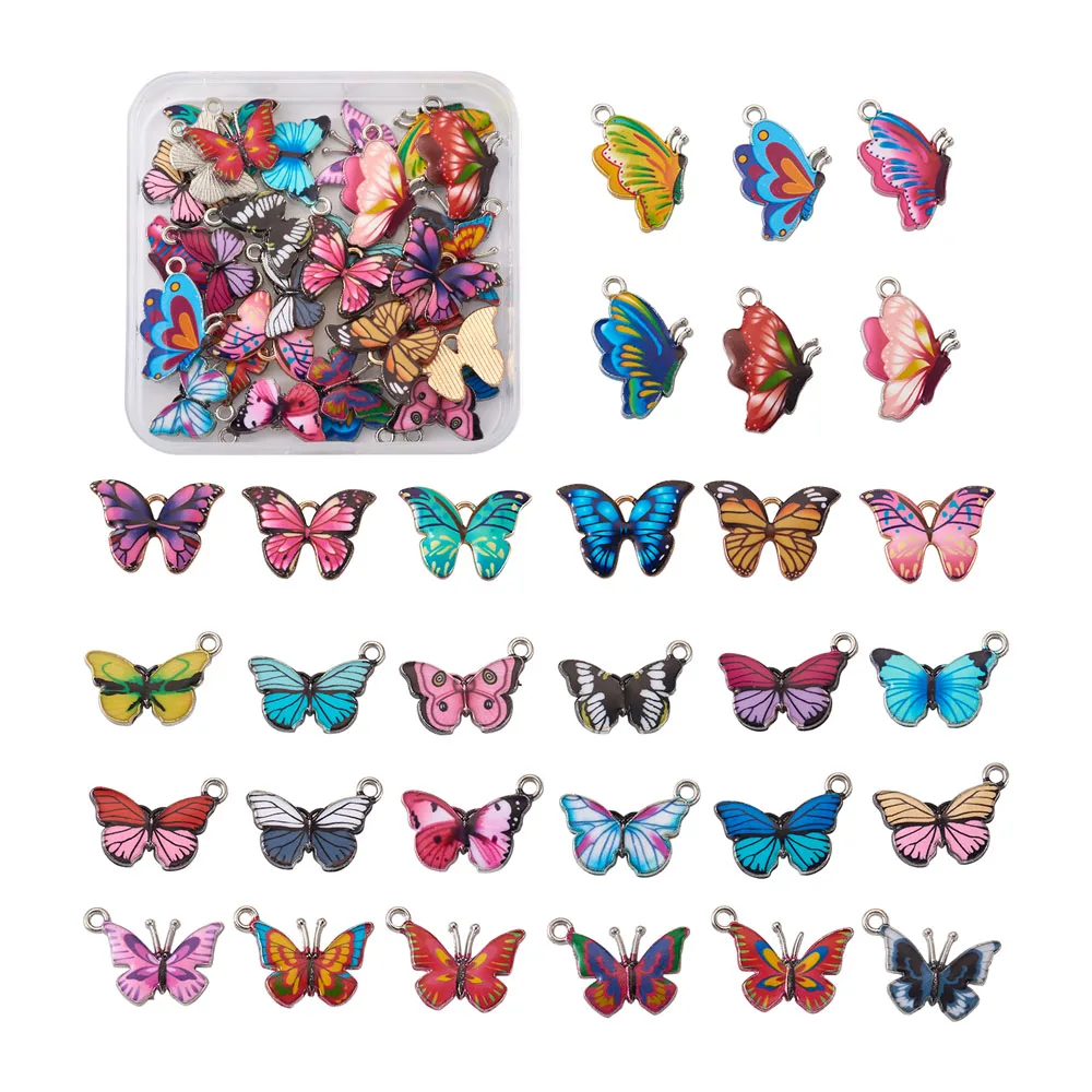 

60Pcs Colorful Mini Butterfly Metal Enamel Pendants Charms For Women Necklace Bracelet Earring Dangles DIY Craft Jewelry Making