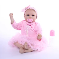 Reborn Doll Girl 55 Cm 22 Inch  Realistic Silicone Soft Cloth Body Mohair Hair Bright Eyes Toddler Kids Toy Holiday Gift