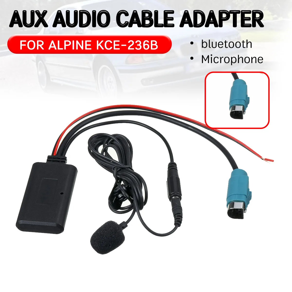 Bluetooth Aux приемник для Alpine CD хоста KCE 236B 9870/9872 Кабель адаптер с микрофоном громкой