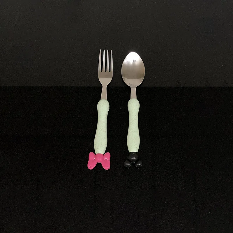 Green Spoon Fork 3 шт./компл. Детские Еда хранения бамбуковые столовые приборы; прелестная однотонная посуда для малышей и детей постарше для тарелочной чаши eco-friendly Детские тренировочные столовые приборы набор - Цвет: Green Spoon Fork