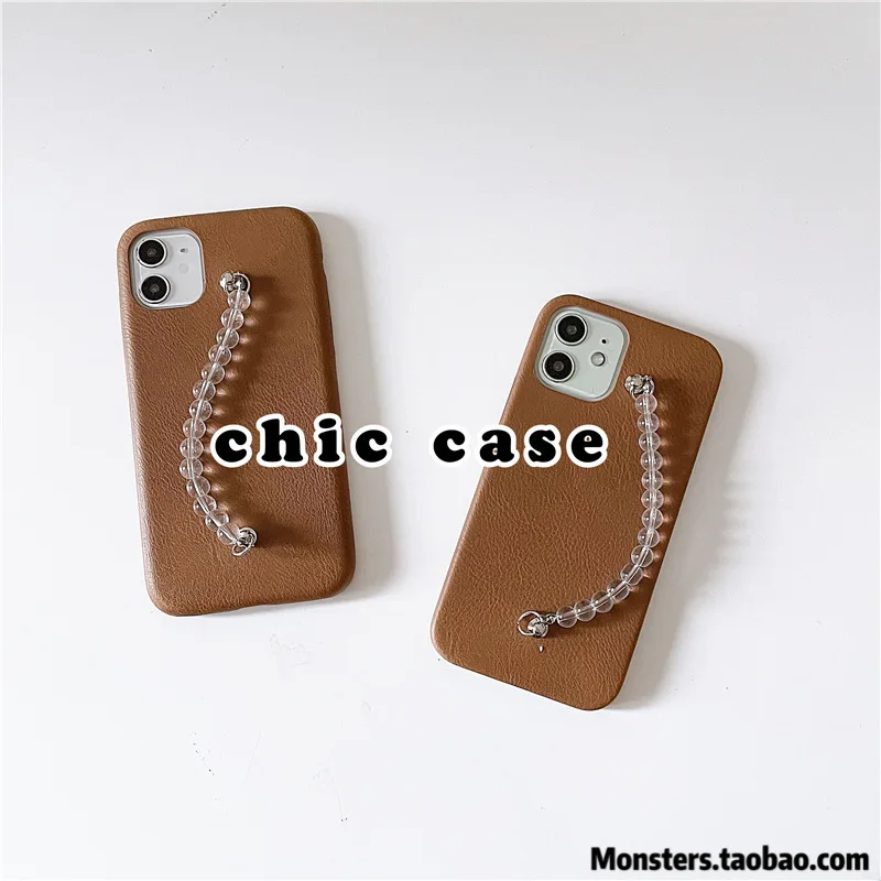 

Applicable rock grain leather crystal transparent chain Applicable Apple 12promax simple hand set iphone11/7