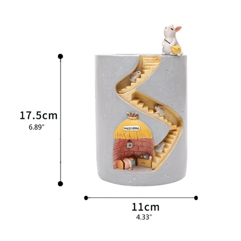 

Creative Animal Resin Flowerpot Succulents Planter Water Planting Container Rabbit Decorative Pot Desktop Ornament Pen Holder