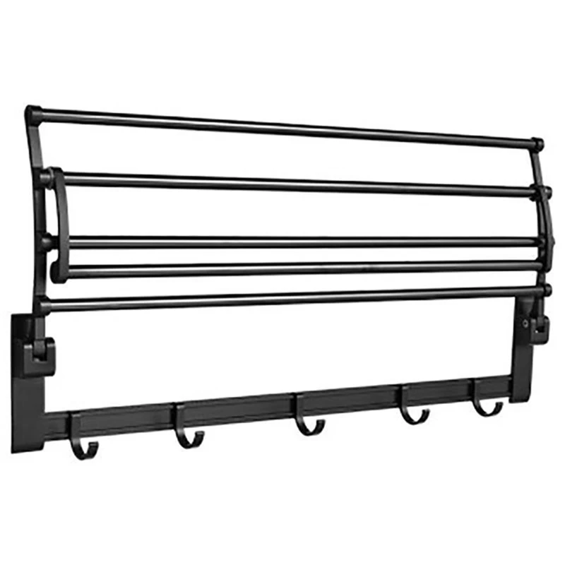 

Folding Movable Bath Towel Bars Space Aluminum Organizer Hanger Bathroom Towel Rack Holder Storage Shelf Hook
