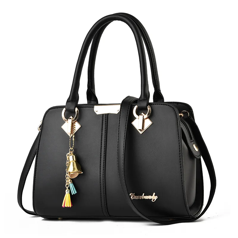 

2020 New Tassel Designers Fashion Women PU Leather Bag Large Capacity Shoulder Bags Casual Tote Simple Top-handle HandBags