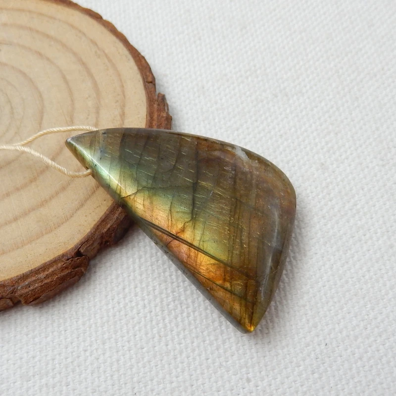 

Sale 1Pcs Natural Stone Flashy Labradorite Side Drilled Necklace Pendant 39x28x8mm 11.8g Fashion Jewelry For Moving Accessories