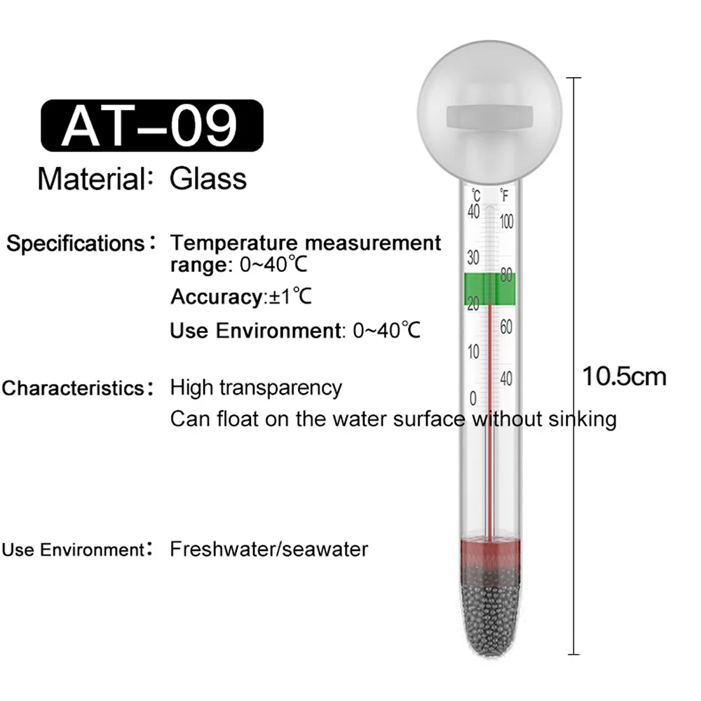 1Pcs Aquarium Fresh/Salt Fish Thermometer 3D Digital Electronic Temperature Measurement Fish Tank Temp Meter E2shopping - Color: AT-09