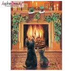 Sophie BeautyDiamond картина Рождество кошки вышитая крестом ручная работа вышивка квадраткруглые стразы мозаика домашний подарок 197044