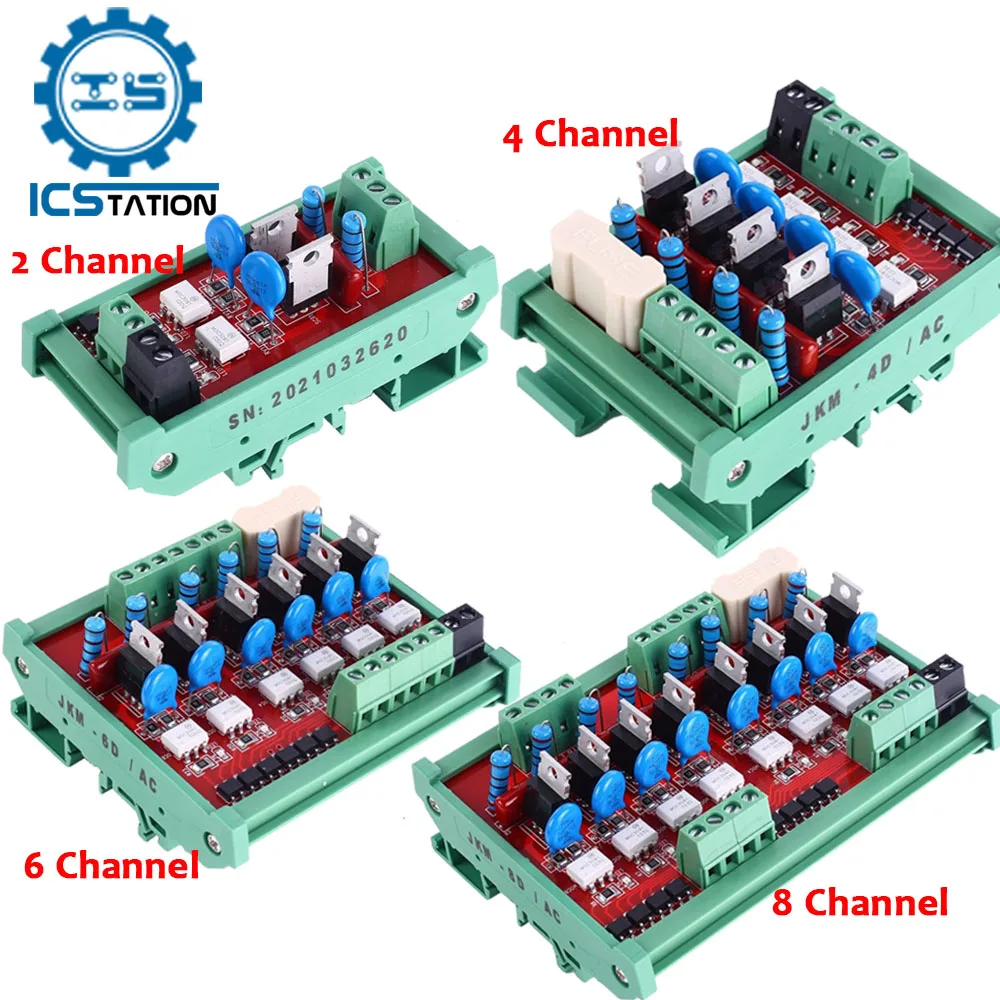 2/4/6/8 Channel PLC AC Amplifier Board Input Signal 0V/ 24V Non-contact Solid State Relay Module Thyristor Optocoupler Isolation