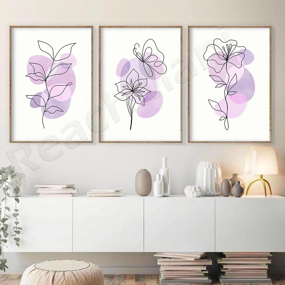 

Lilac Floral Print , Pastel Danish Decor, DIGITAL DOWNLOAD, Abstract Flowers Printable Wall Art, Line Drawing, Pastel Wall Art