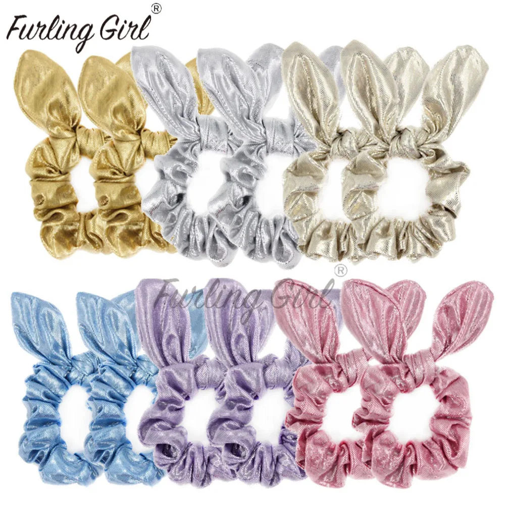 

Furling Girl 1 PC Soft Faux Leather Bunny Ears Hair Scrunchies Rabbit Ears Elastic Hair Bands Bowknot Hair Accessories Hair Bow