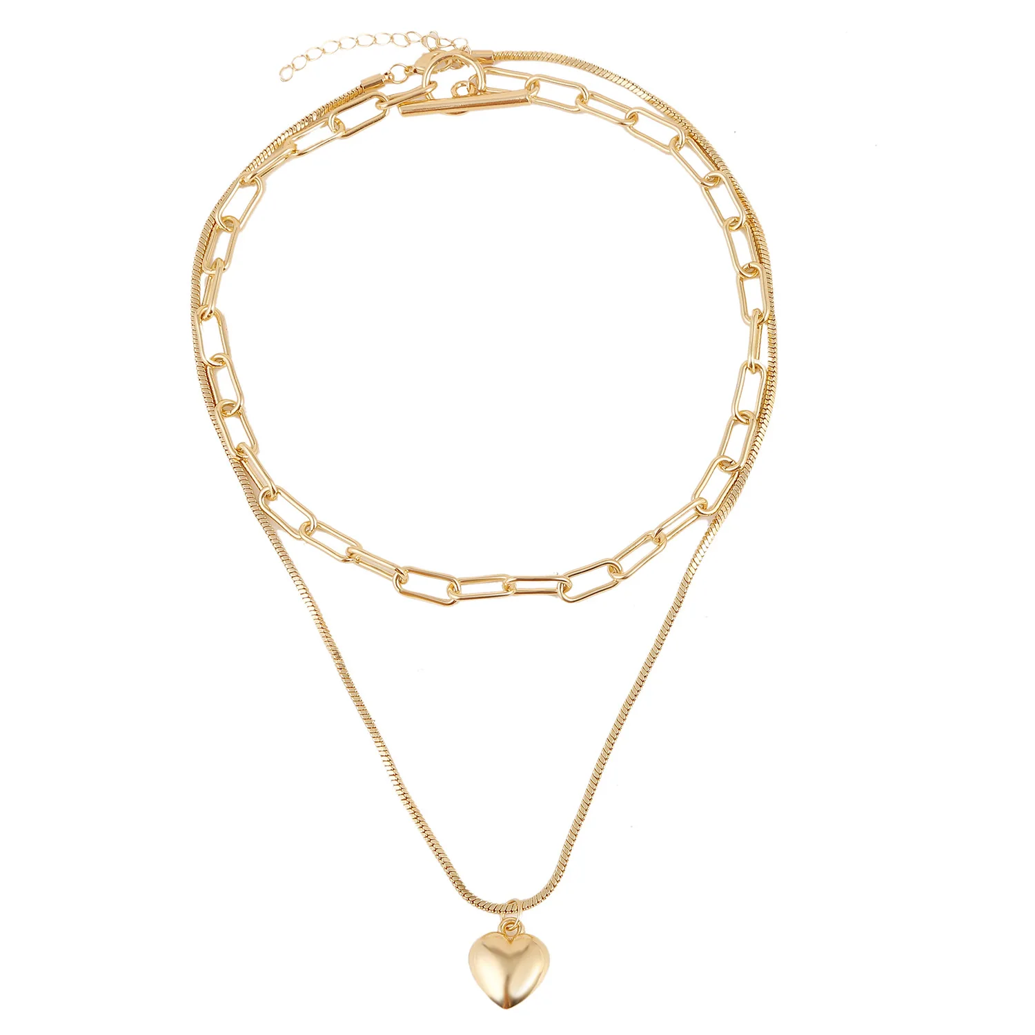 2020 Популярное ретро темпераментное кулонное ожерелье с простым замком и сердечком, подходящее для женщин.