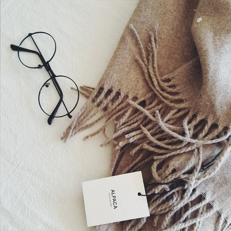 Зимний классический однотонный шарф кашемировая шаль Женская шерстяные женские