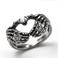 retro skull heart shaped rings creative couple stainless steel personality punk hip hop men women party jewelry gifts ring