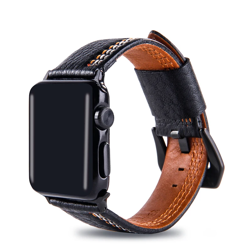 Ремешок для часов apple watch из натуральной кожи в стиле ретро 44 мм 42 мм из нержавеющей стали 40 мм, аксессуар для часов, браслет iWatch серии 5 4 3 2 1