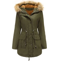 new womens down jacket women medium long hooded coat female casual pocket thick solid fox fur collar winter womens coat