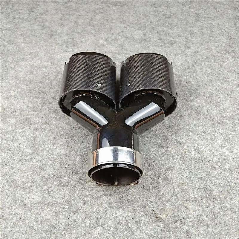Выхлопная труба One Piece Dual Outlet блестящее углеродное волокно с покрытием блестящая