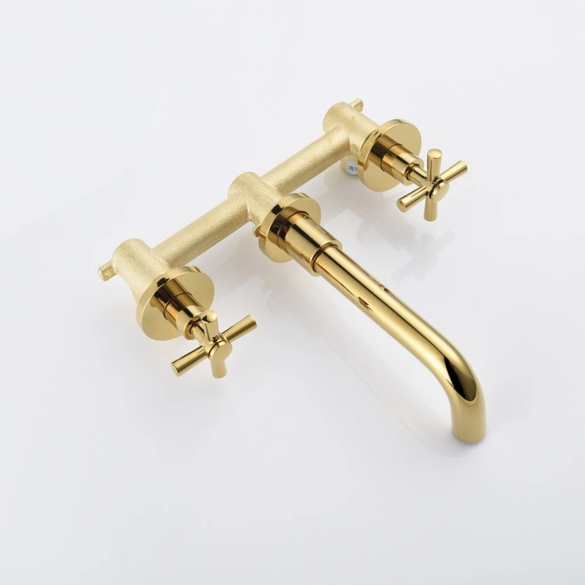 Смесители для раковины латунные Золотые/никелевые Золотые Квадратные смесители
