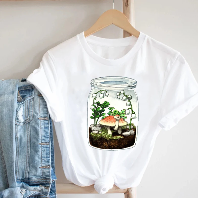 Женская футболка с принтом кактуса растений цветов 90s Mujer Camisetas модная одежда для