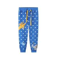jumping meters 3 8t boys girls sweatpants blue dots animals embroidery autumn winter drawstring children costume trousers pants
