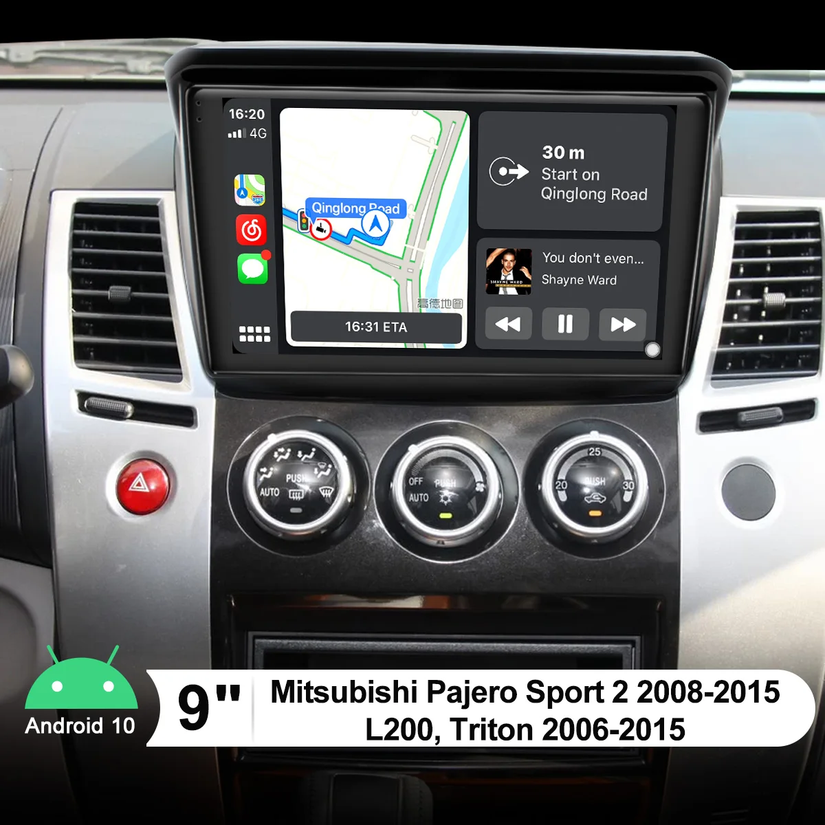 

9 Inch 128*720 Car Radio Cd Player Bluetooth Carplay WiFi With GPS For Mitsubishi Pajero Sport 2 2008-2015 L200 Triton 2006-2015