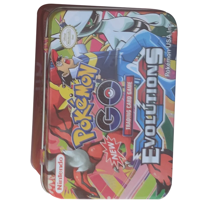 TAKARA TOMY-set de 42 cartas de Pok&eacute;mon para ni&ntilde;os, caja de hierro, juegos de batalla, Hobby, coleccionable, colecci&oacute;n de cartas de Anime-3
