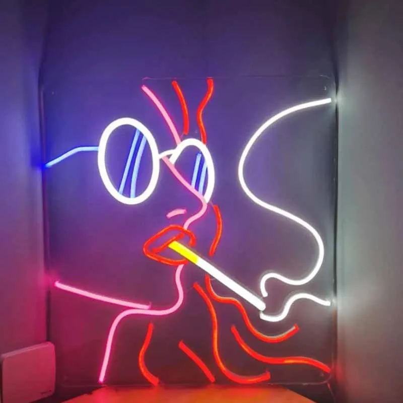 

Led Aesthetic Cute woman with a cigarette Neon Flex Light Sign Home Room Wall Decor Kawaii Anime Bedroom Decoration Mural