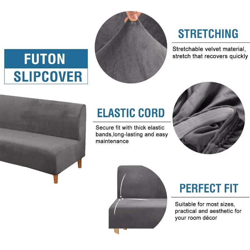 Бархатный плюшевый чехол для дивана без подлокотников эластичное покрытие