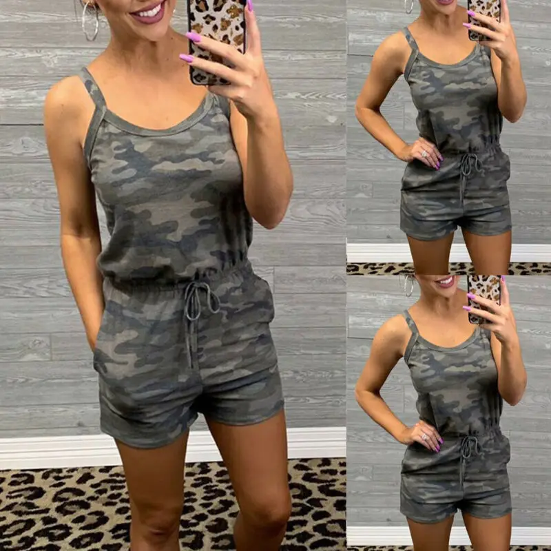 

Women Ladies Clubwear Shorts Playsuit Bodycon Party Camouflage Jumpsuit Romper