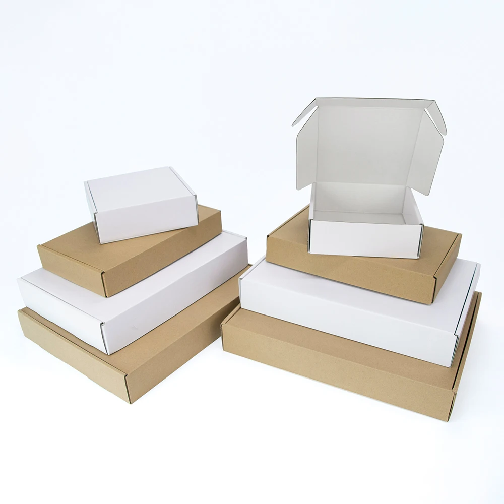 

5pcs/10pcs/white gift box kraft paper box festival party 3-layer corrugated wig carton supporting customized size printing logo