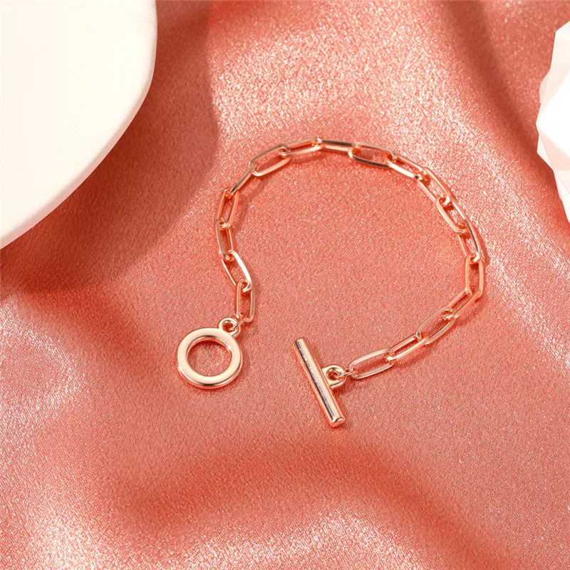 

New Creative Personality OT Buckle Wild Rectangular Thick Chain Bracelet for Women