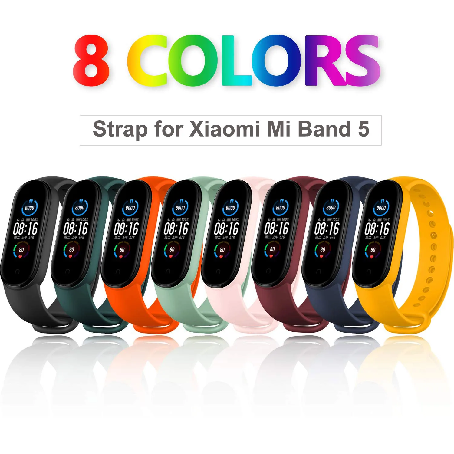 Браслет Gosear 8 шт. ремешок для смарт часов Xiaomi Mi band 5 Miband Band5 сменные принадлежности