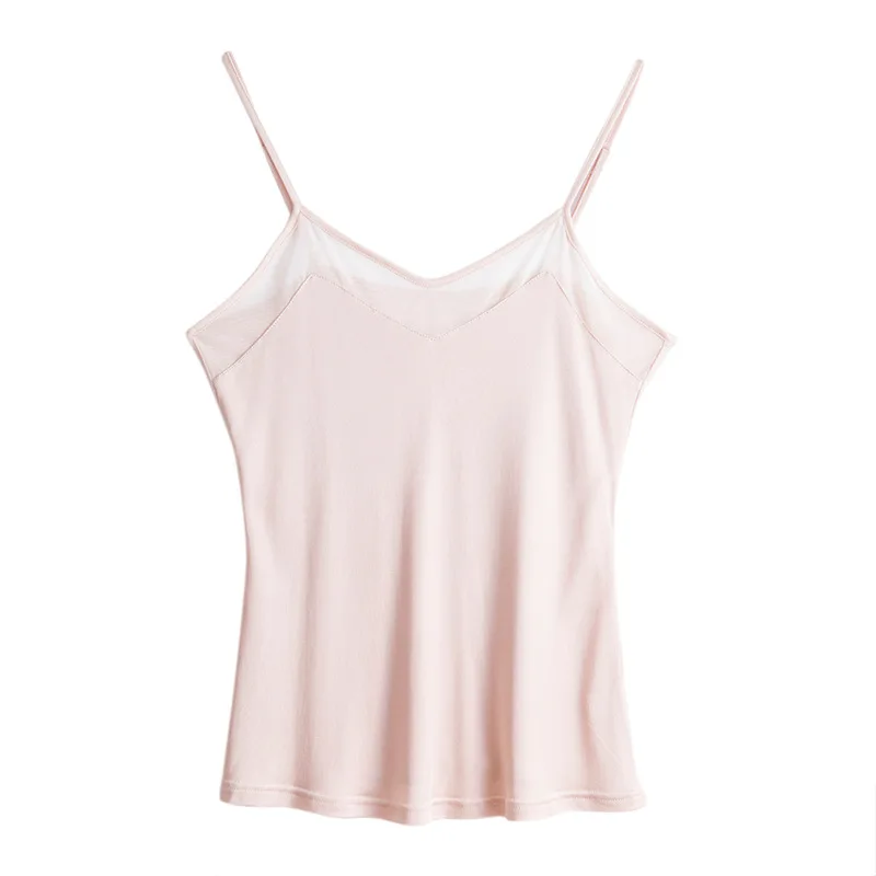 

50% Pure Silk plus size camisoles for women lingerie top sexy femme undershirt women tank top Camis white halter top