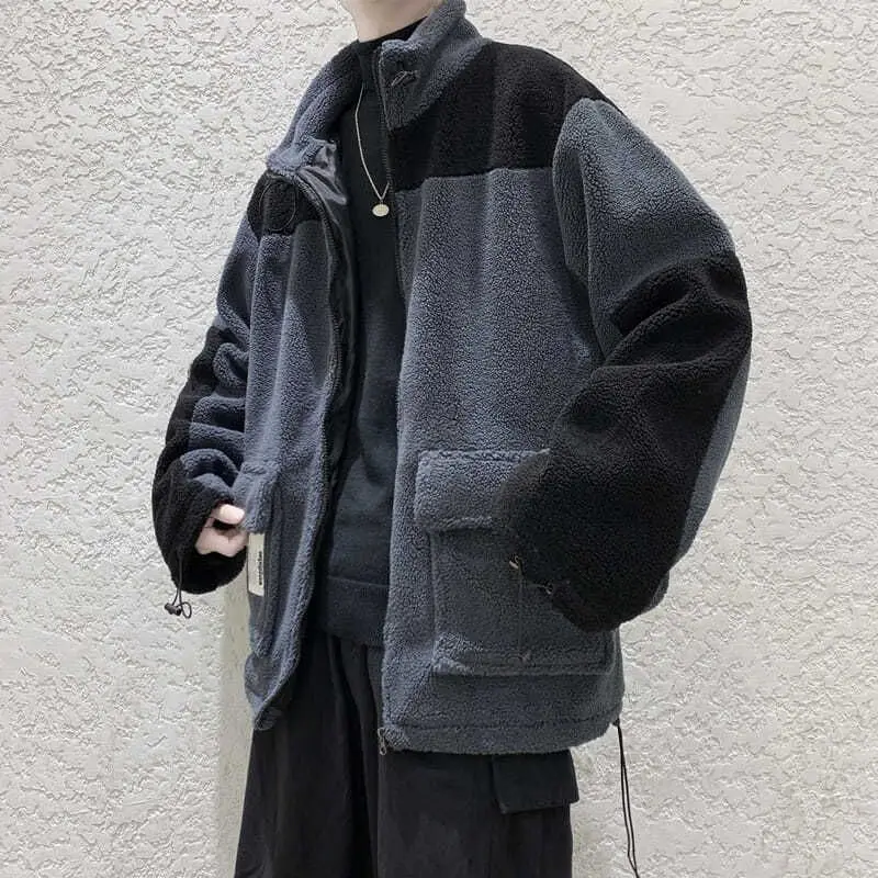Мужская зимняя куртка из бархата ягненка модная свободная Толстая стеганая с