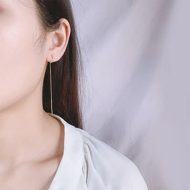 

S925 Silver Tassel Earrings Female Long Personality Ear Line Korean Version of The New Tide Anti-lost Classic Party Jewelry Gift