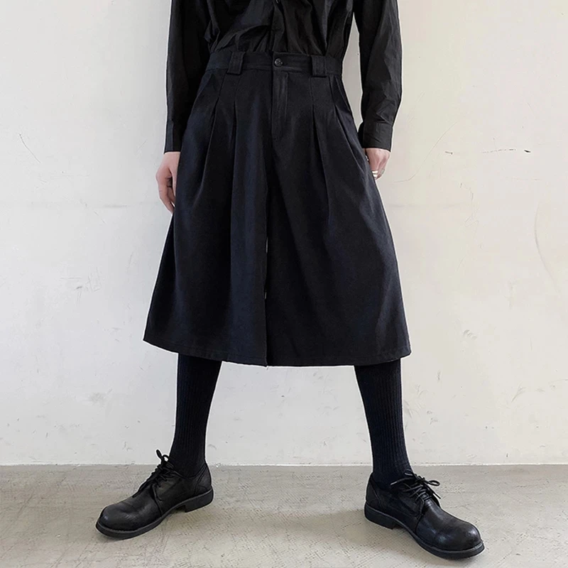 Men's Wide Leg Pants Spring/Summer New Gothic Dark Harajuku High Street Fashion Casual Super Loose Large Size Seven Pants