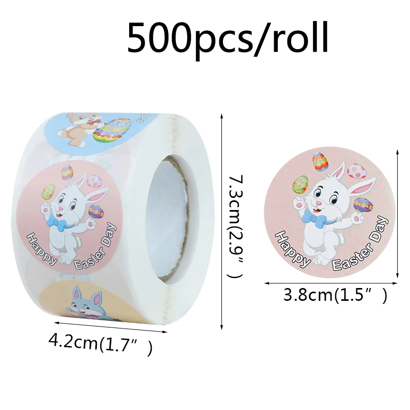 

38mm Cute Cartoon Easter Bunny Stickers Self-adhesive Sealing Labels for Easter Gift Decor Happy Easter Present Tags Decorations