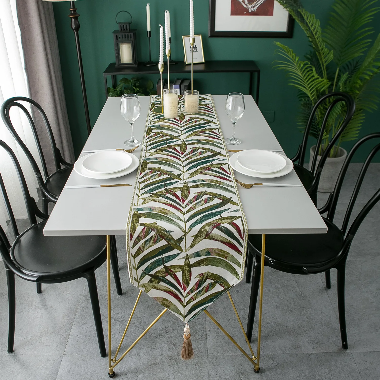 

100% polyester burlap table runner dresser scarf tassel simple wind table runner dinner party wedding event holiday decoration