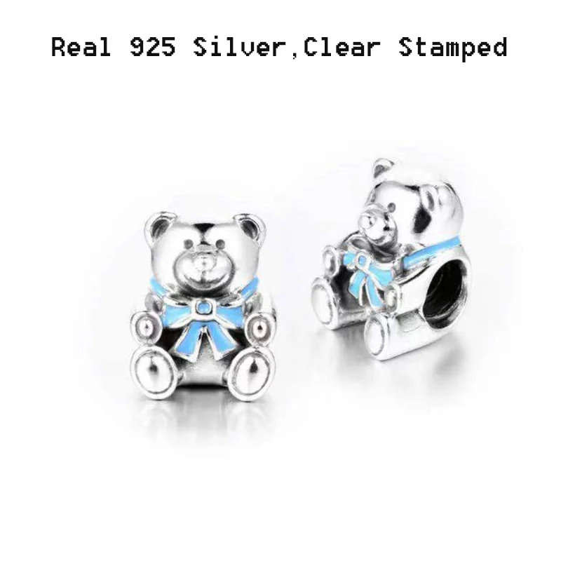 

100% Real 925 Silver Charms Bear Beads Female Jewelry Gifts Fits Original Bracelets Necklaces Bangles For DIY Design