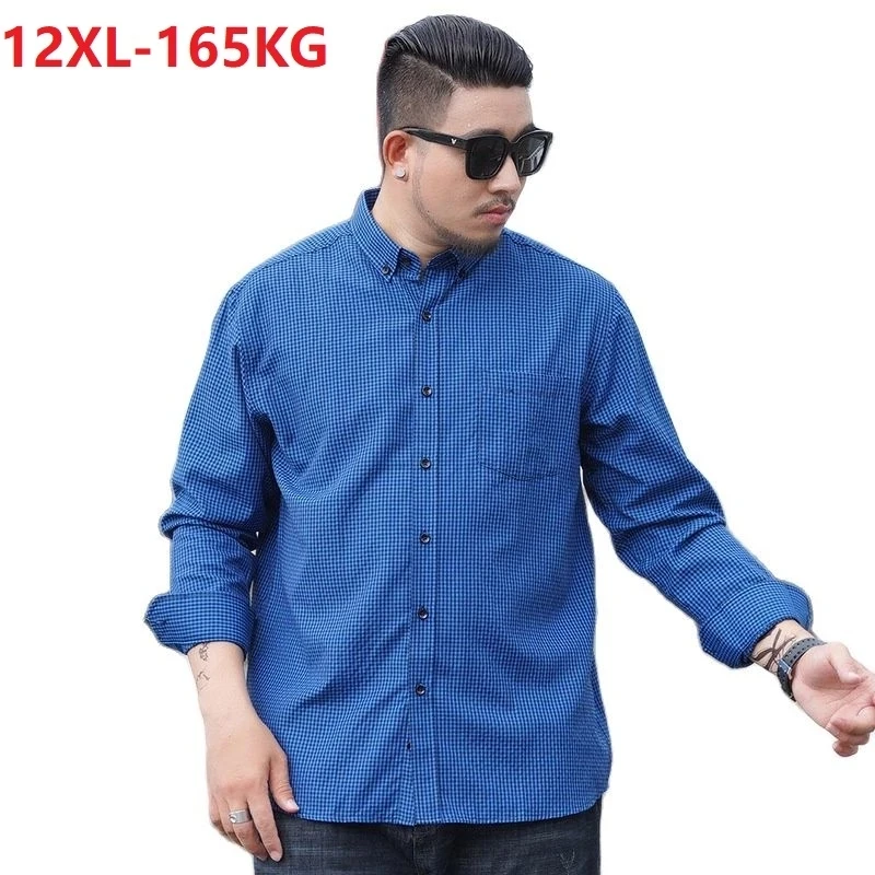 Высококачественная Осенняя деловая рубашка большого размера 10XL 12XL 11XL в
