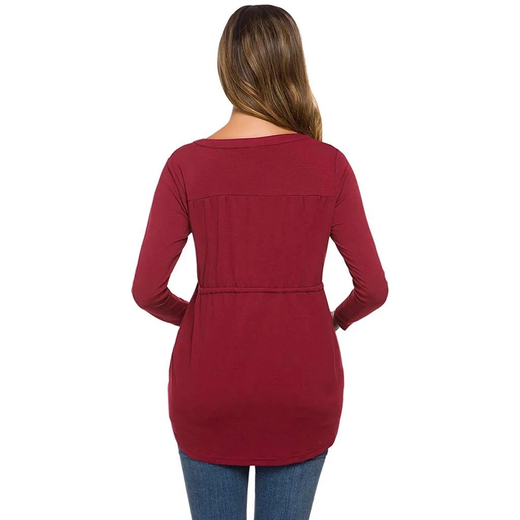

Spring Clothes For Women Maternity Long Sleeve Solid Color Nursing Tops T-shirt For Breastfeeding