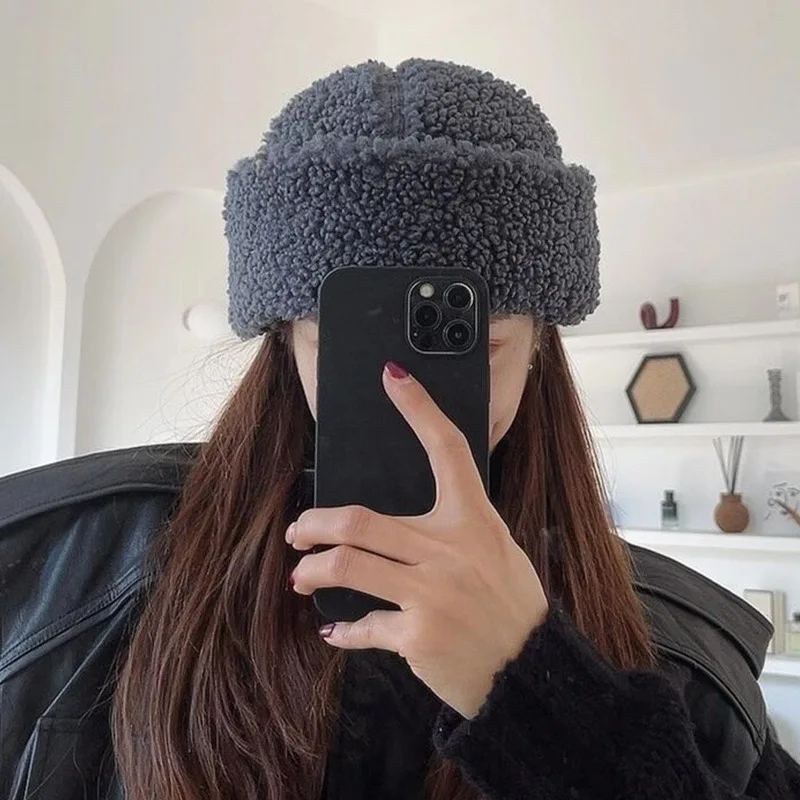 

New Lamb Cashmere Landlord Hat Women Men Beanie Hat Winter Retro Brimless Baggy Melon Cap Beanies Hats Docker Gorro