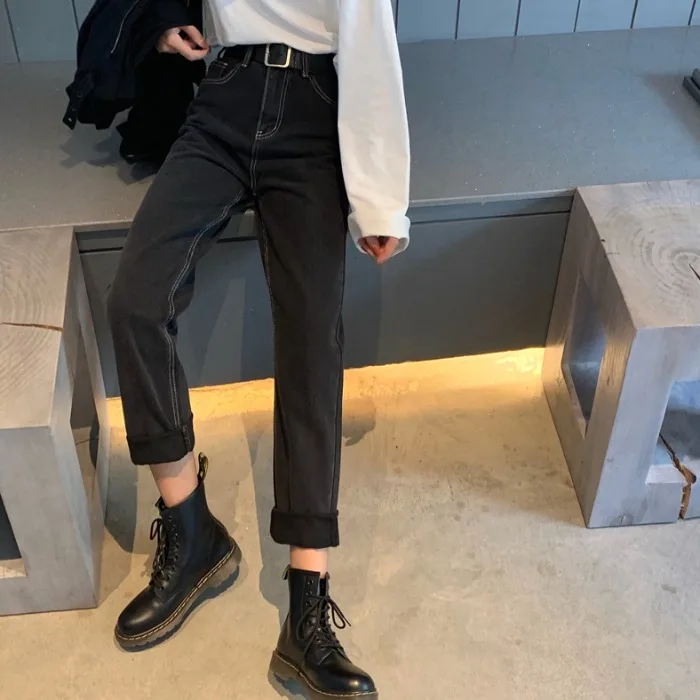 Корейские товары ppshd черные свободные узкие и прямые джинсы в стиле ретро с