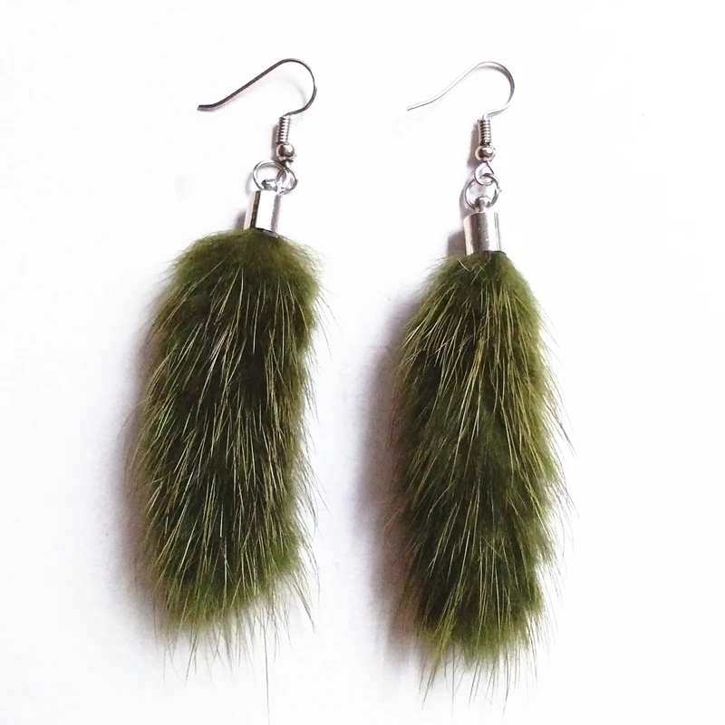 

Cute Nature Mink Fur Drop Earrings Women Silver Chain Hooks Pompon Eardrop Sexy Accessories Gifts For Party