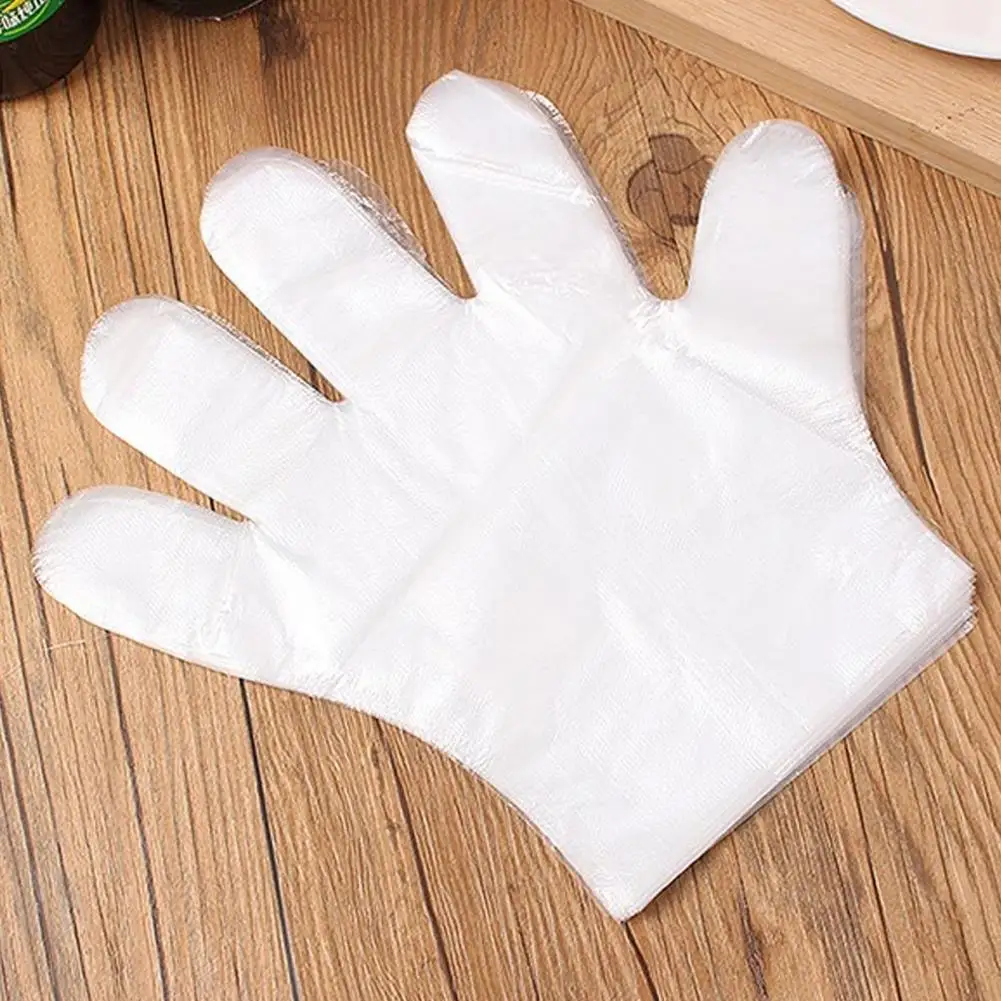 

Recyclable 100Pcs/Bag Useful Latex Free Plastic Clear Glove No Odor Plastic Gloves Safe for Restaurant