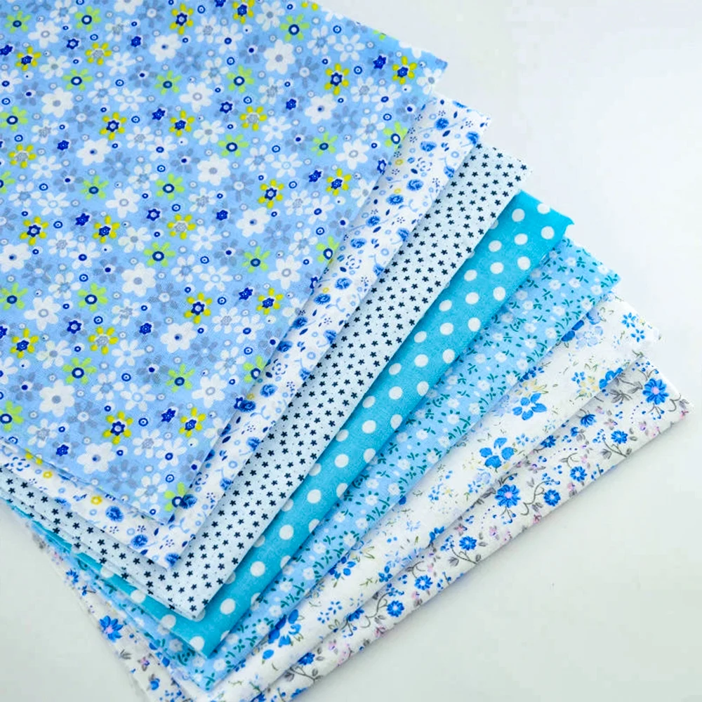 

Booksew Tecidos De Patchwork Home Textile 7 PCS/Lot Cuted White Dots Floral Designs for Sewing Thin Bundle Cotton Fabric Meter