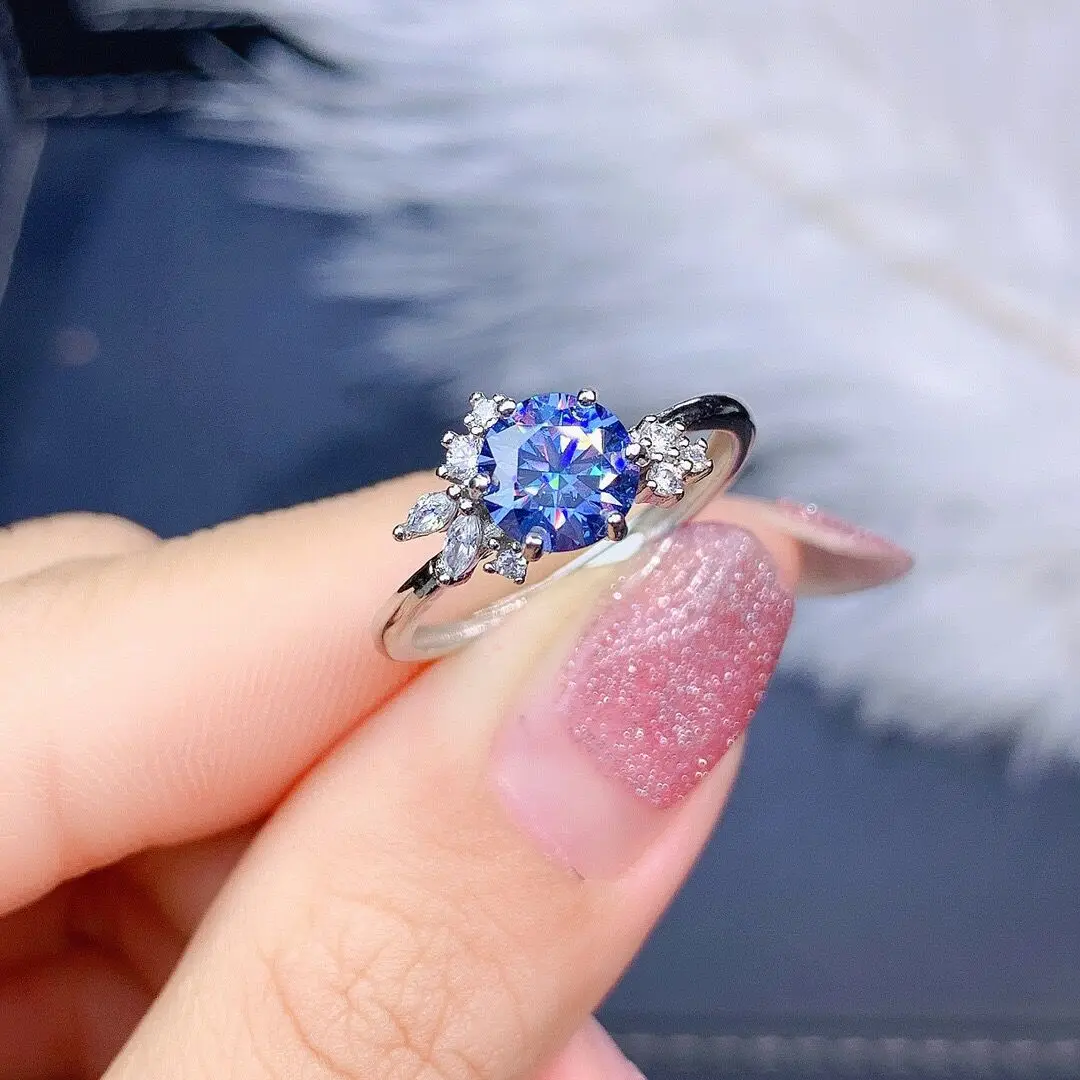 Новое синее кольцо с бриллиантами 1 0 CT Mossan VVS1 класс чистоты GIA для помолвки