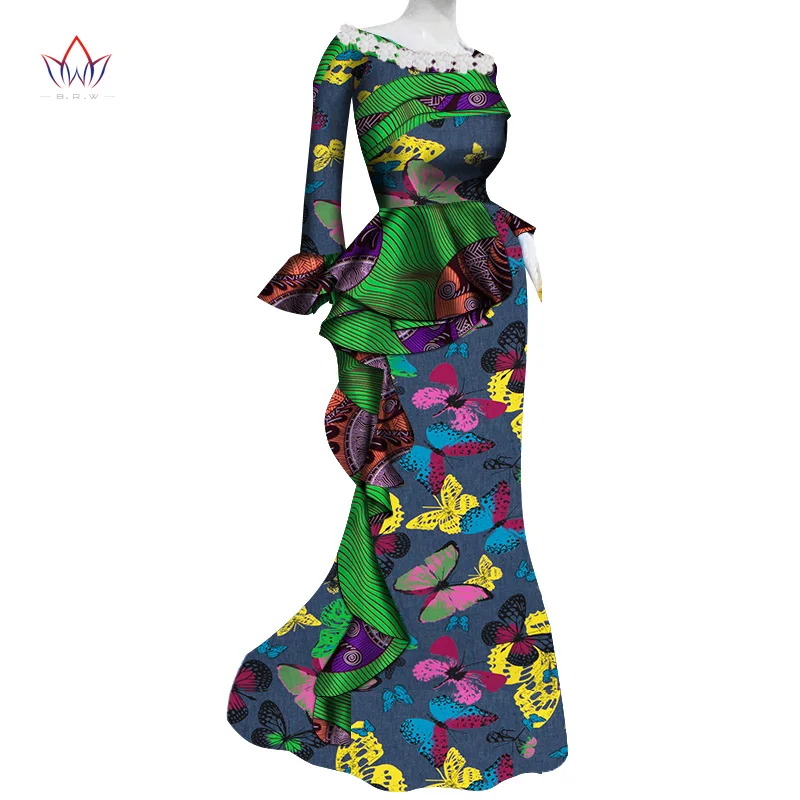 African Traditional Wear For Women Ankara Style Butterfly Cotton Fabric Clothing African Dresses for Women Robe AfricaineWY4588